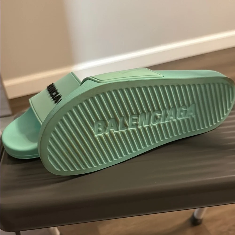 Balenciaga Mint Green Slides - Picture 2 of 3